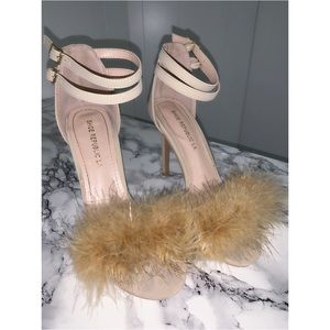Akira Feather Heeled Sandals